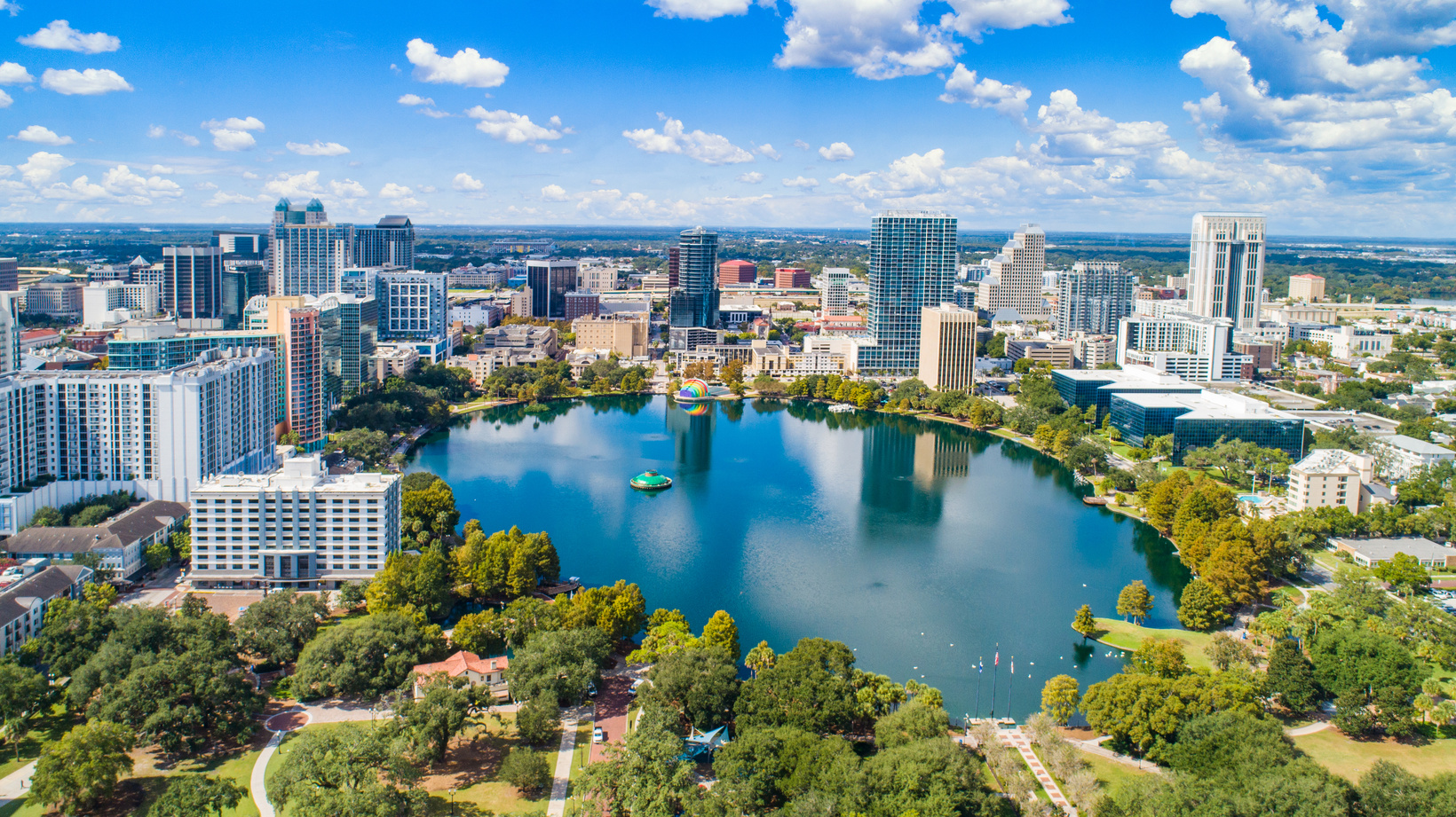 Orlando, Florida, USA Downtown Drone Skyline Aerial