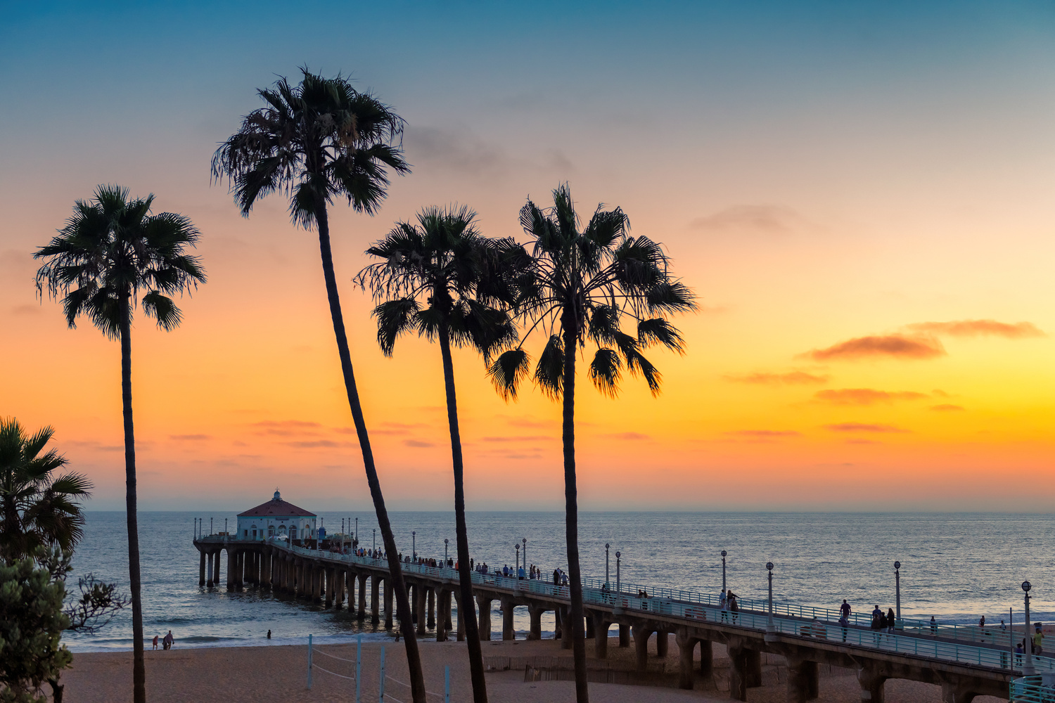 Sunset at California beach, Los Angeles, USA