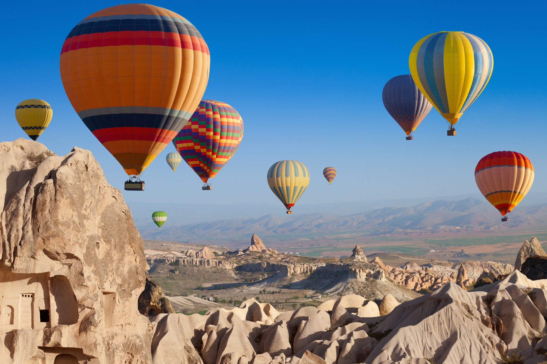 Colorful hot flying balloons in Cappadocia