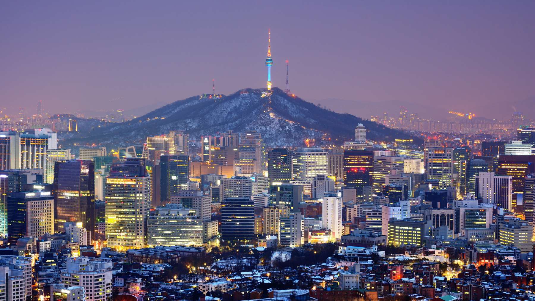 The beautiful lit night skyline of Seoul