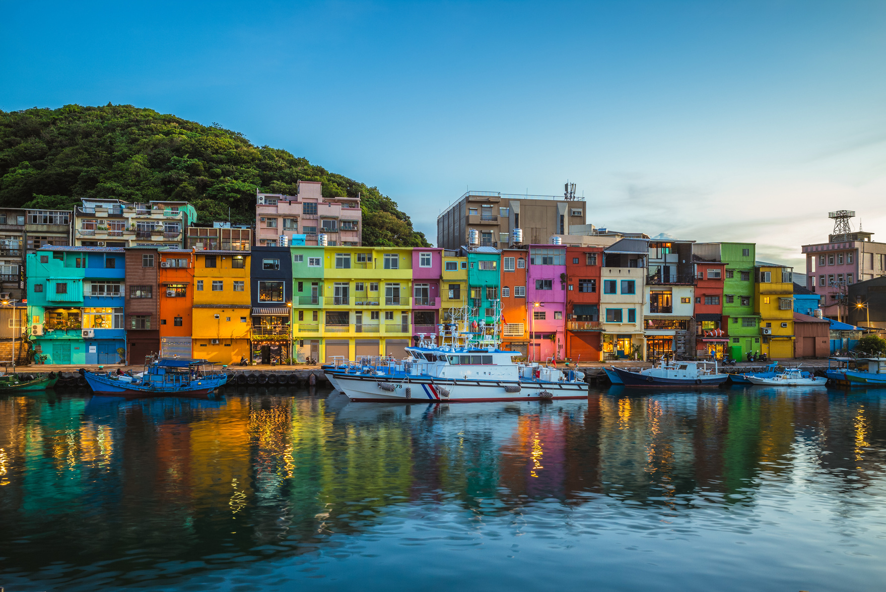 Colorful Zhengbin Fishing Port at Keelung, Taiwan