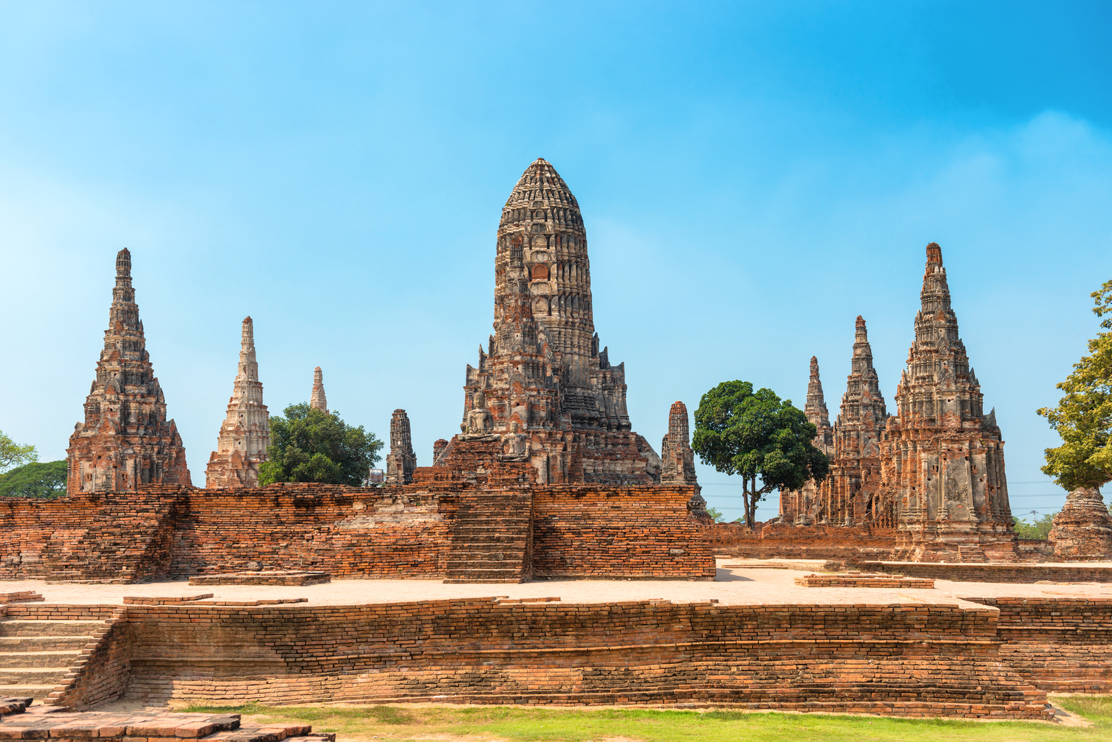 Ruins of Buddhist Temple Wat Chai Watthanaram in Ayutthaya